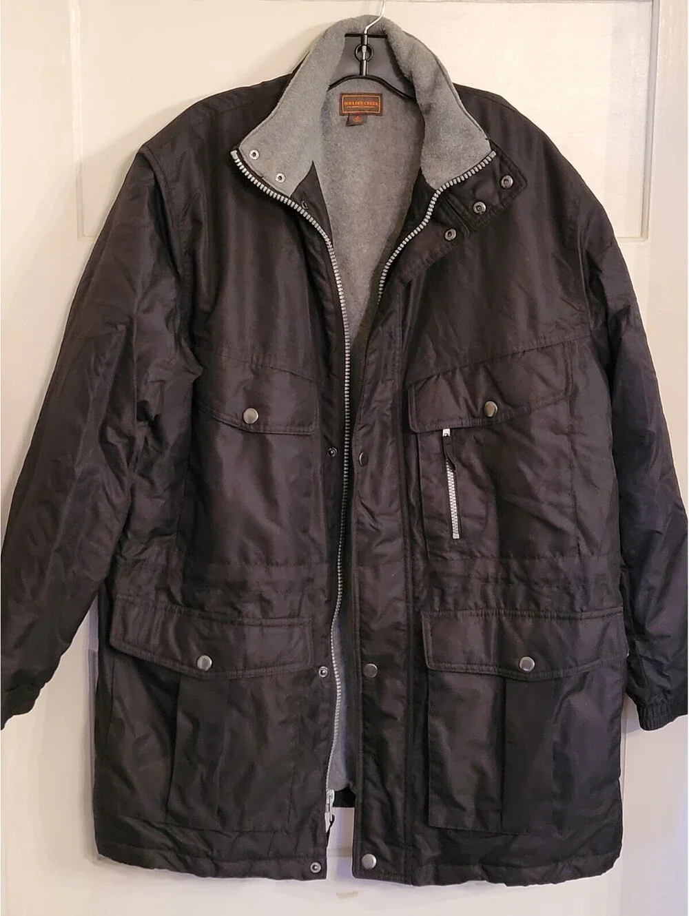 Boulder Creek Trading Men’s L Black Gray Fleece Lined Insulated Zip Snap No Hood